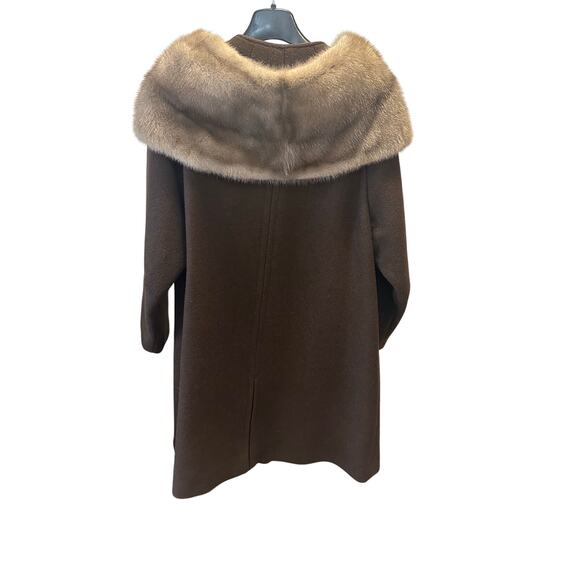 Sears Roebuck & Co Fashions Value Wool w Fur Collar Brown Vtg Union Made Luxury - Picture 9 of 12
